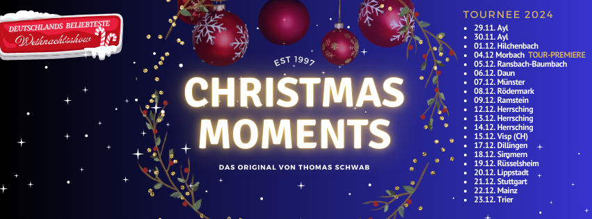 banner with tour dates of Christmas Moments 2024